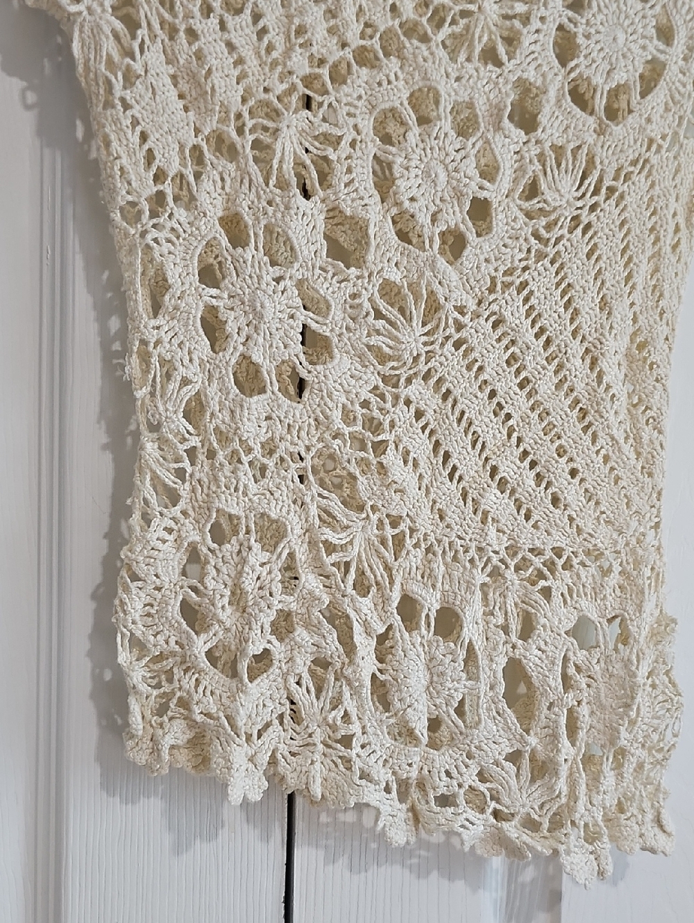 🤍 Boho Crochet Lace Top | Cream Open Knit | Size S - Picture 3 of 6